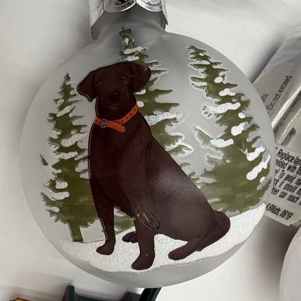 Chocolate Labrador Christmas String Lights Hand Painted Glass Red Truck Dog